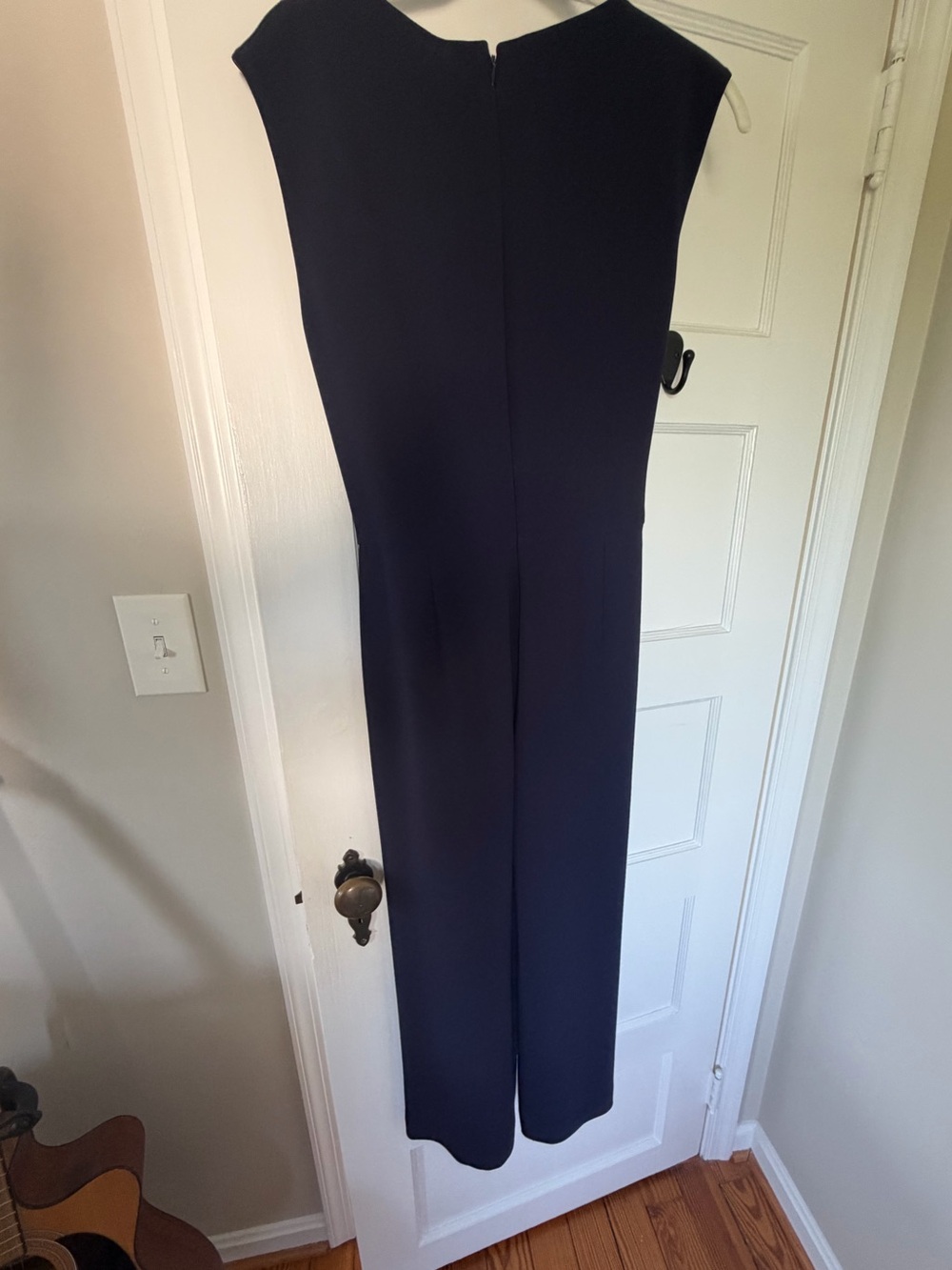 Tahari Navy blue Midi jumpsuit with front tie and pockets